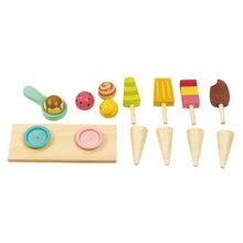 Spielküchen aus Holz - Eiswagen aus Holz Ice Cream Cart Tender Leaf Toys auf Rädern 15 Stück mit Eis am Stiel und Eiscreme_2