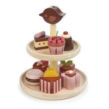 Spielküchen aus Holz - Schokoladenkuchen aus Holz Chocolate Bonbons Tender Leaf Toys mit Ständer und duftenden Desserts_0
