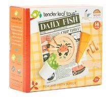 Bucătării de jucărie din lemn - Cină tradițională englezească pentru pescari Fish and Chips supper Tender Leaf Toys în hârtie de ziar (din lemn)_1