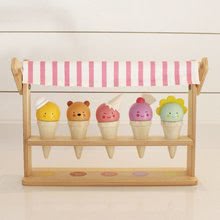 Bucătării de jucărie din lemn - Gelaterie zămbitoare din lemn Scoops and Smiles Tender Leaf Toys 5 feluri de înghețată la cornet cu animăluțe_0