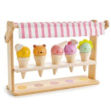 Bucătării de jucărie din lemn - Gelaterie zămbitoare din lemn Scoops and Smiles Tender Leaf Toys 5 feluri de înghețată la cornet cu animăluțe_3