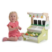 Fa játék szupermarket - Fa közért Farmer's Market Stall Tender Leaf Toys 15 darabos készlet gyümölcsökkel és zöldségekkel_1