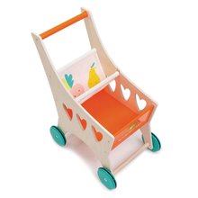 Drevené detské obchodíky -  NA PREKLAD - Carrito de compras de madera Shopping Cart Tender Leaf Toys con una sección de tela_0