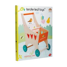 Drevené detské obchodíky - Drevený nákupný vozík Shopping Cart Tender Leaf Toys s textilnou priehradkou_2