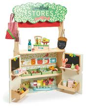 Boutiques en bois pour enfants - Magasin forestier en bois et théâtre Woodland Stores and Theatre Tender Leaf Toys avec des poupées et un sac_0