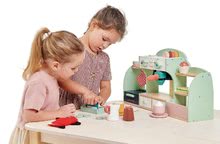 Boutiques en bois pour enfants - terminal de paiement en bois Play Pay pack Tender Leaf Toys avec un portefeuille et des cartes avec des pièces_0