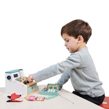 Dřevěné dětské obchůdky - Dřevěný platební terminál General Stores Till Tender Leaf Toys se skenerem a doplňky_0
