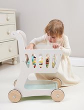 Fa játék szupermarket - Fa bevásárlókocsi Shopping Cart Tender Leaf Toys tárolórésszel és krétás táblával_3