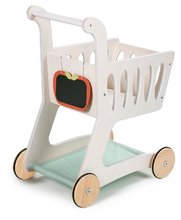 Drevené detské obchodíky - Drevený nákupný vozík Shopping Cart Tender Leaf Toys s priehradkou a tabuľou na kriedu_0