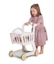 Boutiques en bois pour enfants - Chariot en bois pour faire les courses Shopping Cart Tender Leaf Toys Avec compartiment et tableau pour la craie._1