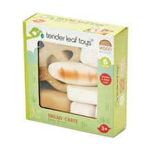 Dřevěné kuchyňky - Dřevěné pekařské výrobky Bread Crate Tender Leaf Toys 6dílná souprava s textilním košíkem_1