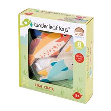 Fa játékkonyhák - Fa halacskák és tenger gyümölcsei Fish Crate Tender Leaf Toys 7 darab textil kosárban_1