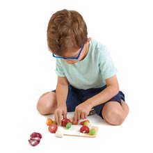 Lesene kuhinje - Lesena deska z zelenjavo Mini Chef Chopping Board Tender Leaf Toys in nožem za rezanje_2
