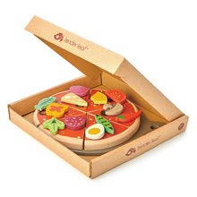 Drewniane kuchnie - Drewniana Pizza Party Tender Leaf Toys z 6 chrupiącymi kawałkami i 12 artykułami spożywczymi_0