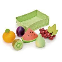 Bucătării de jucărie din lemn - Fructe din lemn Fruity Crate Tender Leaf Toys 6 bucăți în coș din textil_0