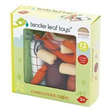 Fa játékkonyhák - Fa sonka és füstölt áru Charcuterie Crate Tender Leaf Toys 6 darab textil kosárban_2