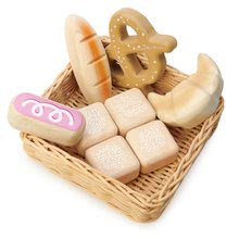 Drewniane kuchnie - Koszyk drewniany z wyrobami piekarniczymi Bread Basket Tender Leaf Toys chleb i rogaliki_0