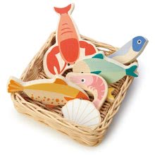 Drevené kuchynky -  NA PREKLAD - Cesta de madera con mariscos Seafood Basket Tender Leaf Toys con peces y con mejillones_0