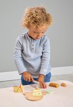 Dřevěné kuchyňky - Dřevěné prkýnko se sýrem Cheese Chopping Board Tender Leaf Toys s nožem na krájení od 24 měsíců_2