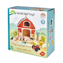 Fa babaházak  - Fa tanya traktorral Little Barn Tender Leaf Toys 17 részes, gazda és állatka figurákkal_1