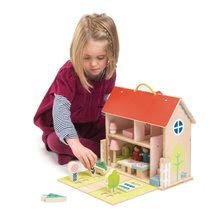 Dřevěné domky pro panenky - Dřevěný domeček pro panenku Dolls house Tender Leaf Toys s 2 postavičkami, nábytkem a 18 doplňků_1