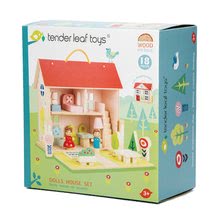 Lesene hišice za figurice - Lesena hiška za figurice Dolls house Tender Leaf Toys z 2 figuricama, pohištvom in 18 dodatki_0