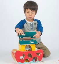 Jucării pentru dezvoltarea abilitătii copiiilor - Arca lui Noe din lemn Noah's Shape Sorter Ark Tender Leaf Toys cu 23 de bucăți figurine dezasamblabilă de la 18 luni_2