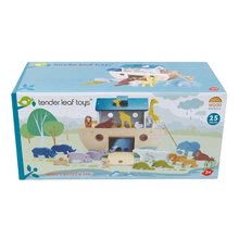 Lesene didaktične igrače - Lesena Noetova barka z živalcami Noah's Wooden Ark Tender Leaf Toys 10 parov živali_1