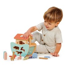 Drewniane zabawki edukacyjne - Drewniana mała Arka Noego Little Noah's Ark Tender Leaf Toys i 6 par zwierzątek, od 24 miesiąca_0
