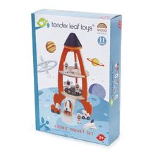 Fa építőjátékok Tender Leaf - Fa rakéta űrhajósokkal Cosmic rocket Tender Leaf Toys 11 darabos készlet_1