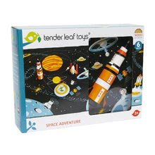 Lesene kocke Tender Leaf  - Pustolovščina v Vesolju leseni set Space Adventure Tender Leaf Toys s podlogo galaksije_3