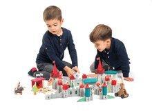 Fa építőjátékok Tender Leaf - Fa királyi kastély Royal Castel Tender Leaf Toys 100 darabos készlet katonákkal, csődörökkel és sárkánnyal_0