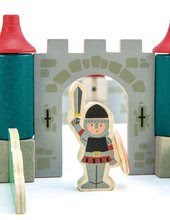 Fa építőjátékok Tender Leaf - Fa királyi kastély Royal Castel Tender Leaf Toys 100 darabos készlet katonákkal, csődörökkel és sárkánnyal_1