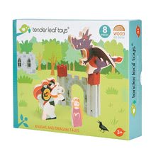 Lesene kocke Tender Leaf  - Leseni vitez z zmajem in princesko Knight and Dragon tales Tender Leaf Toys v pravljičnem gradu_1
