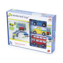 Drevené autá - Drevené mestské autá Town Playmat Tender Leaf Toys na plátenej mape a s doplnkami_1