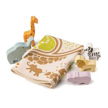 Drevené didaktické hračky -  NA PREKLAD - Juguetes de madera Safari Playmat Tender Leaf Toys Con una almohadilla de juego de lona_0