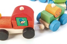 Tahací hračky - Dřevěný skládací vláček Happy Train Tender Leaf Toys 14dílná souprava s 3 vagony a geometrickými tvary od 18 měsíců_1