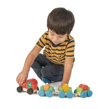 Ťahacie hračky -  NA PREKLAD - Tren de madera plegable Happy Train Tender Leaf Toys 14-pieza conjunto con 3 vagones y formas geométricas desde 18 meses_2