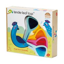 Drvene edukativne igre - Drveni paun Peacock Colours Tender Leaf Toys sa šarenim perjem u repu od 18 mjeseci starosti_1