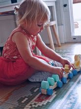 Lesene didaktične igrače - Leseni vlakec za vlečenje Pull Along Ducks Tender Leaf Toys z račkami in jajčki od 18 mes_1