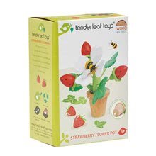 Drevené hry na povolania - Drevené jahody v kvetináči Strawberry Flower Pot Tender Leaf Toys skladačka s magnetickým čmeliakom_2