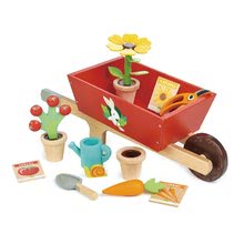 Drvene igre zanimanja - Drvene tačke s vrtnim alatom Garden Wheelbarrow Tender Leaf Toys 13-dijelni set lončanice s kantom za zalijevanje i biljkama_0