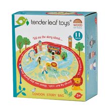 Drevené didaktické hračky -  NA PREKLAD - Ciudad de madera con figuras London Story Bag Tender Leaf Toys En una bolsa de lona redonda con una impresión de un mapa_2