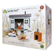 Dřevěné domky pro panenky - Dřevěná chatka pro myšky Secret Meadow Shepherds Hut Tender Leaf Toys z pohádky Merrywood Tales se 3 figurkami_7