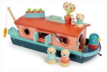 Dřevěné domky pro panenky - Dřevěná loďka Little Otter Canal Boat Tender Leaf Toys s 3 figurkami vyder a doplňky_3
