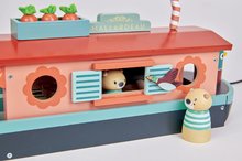 Drevené domčeky pre bábiky - Drevená loďka Little Otter Canal Boat Tender Leaf Toys s 3 figúrkami vydier a 14 doplnkami_2