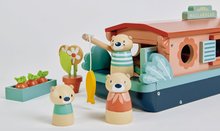 Drevené domčeky pre bábiky - Drevená loďka Little Otter Canal Boat Tender Leaf Toys s 3 figúrkami vydier a 14 doplnkami_3