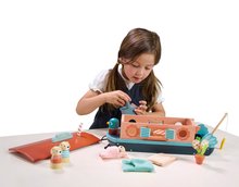 Case in legno per bambole - Barchetta in legno Little Otter Canal Boat Tender Leaf Toys con 3 miniature della lontra e 14 accessori dai 3 anni_6