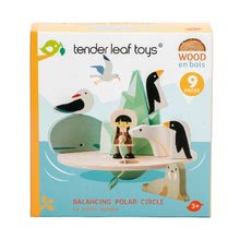 Drevené náučné hry - Drevená polárna kryha so zvieratkami Balancing Polar Circle Tender Leaf Toys a eskimákom na rybách_1