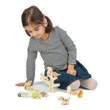 Jucării pentru dezvoltarea abilitătii copiiilor - Animăluțe din lemn care se urcă pe copac Stacking Garden Friends Tender Leaf Toys în geantă de pânză de la 18 luni_1
